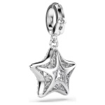 Sublima charm Round cut, Star, White, Rhodium plated